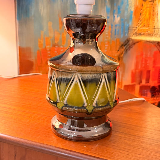 Vintage Mid-Century Ceramic Table Lamp Base – Striking Geometric Danish-Style, 1960s/70s