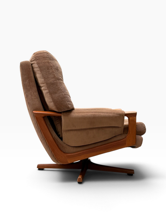 Vintage Tessa T1 Swivel in Brown Corduroy Original Upholstery