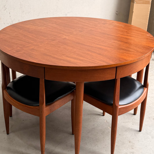 Ernst Hansen Mid-Century Round Extending Dining Set – Teak with 5 Chairs