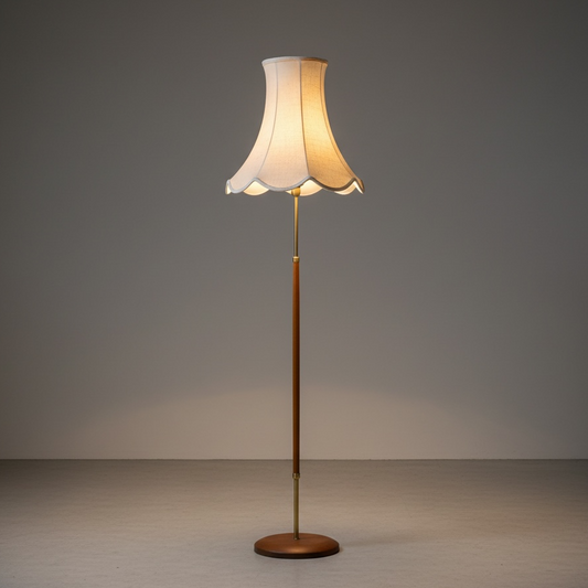 Exquisite Vintage Danish Teak & Brass Floor Lamp – Sculptural Mid-Century Masterpiece