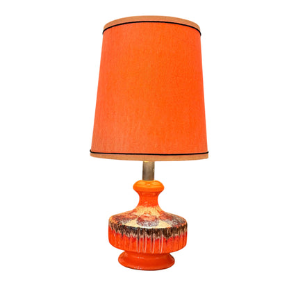 Mid-Century Fat Lava Ceramic Table Lamp – Vibrant Orange & Brown 1960s/1970s Vintage