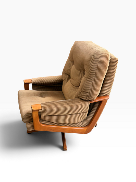 Vintage Tessa T1 Swivel in Brown Corduroy Original Upholstery