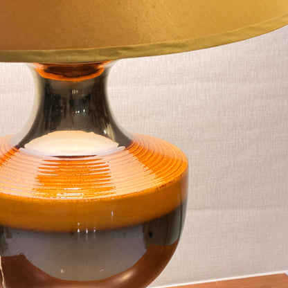Large Groovy Sunset Ribbed Ceramic Table Lamp – Bold MCM Statement Piece