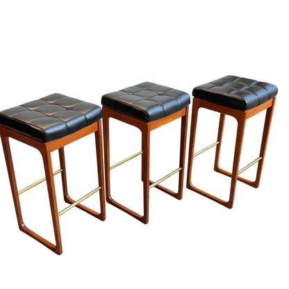 Mid Century Australian 1960s Barstools by Gerald Easden Set of 3 in Black - Bar Height Variant (Revive)