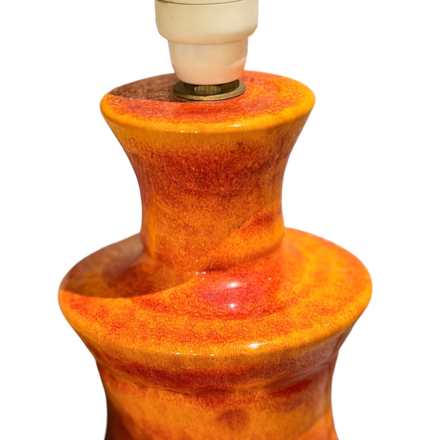 Vintage Mid-Century Ceramic Table Lamp – Stunning Urn-Shaped Orange Glaze, 1960s/70s