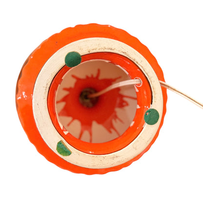 Mid-Century Fat Lava Ceramic Table Lamp – Vibrant Orange & Brown 1960s/1970s Vintage