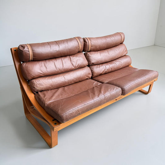 Tessa T4 Three-Seater Lounge – Iconic 1970s Fred Lowen Design in Rich Brown Leather