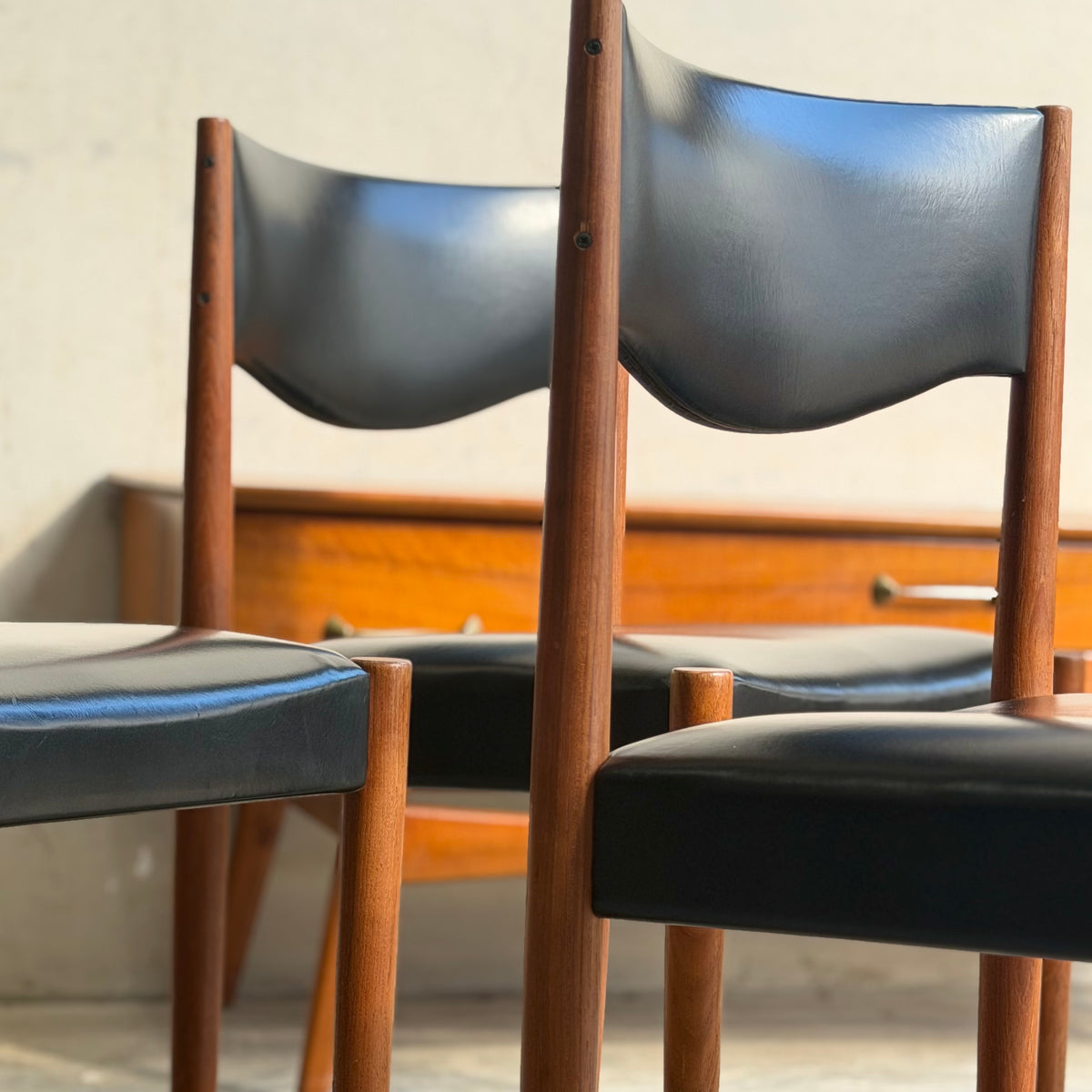 Relocation Clearance: Parker Number 62 Dining Chairs – Original Black Vinyl - Set of 8 (Chairs Only)