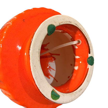 Mid-Century Fat Lava Ceramic Table Lamp – Vibrant Orange & Brown 1960s/1970s Vintage