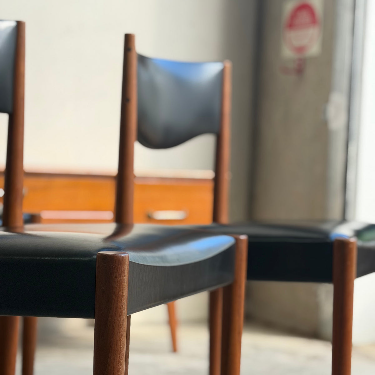 Relocation Clearance: Parker Number 62 Dining Chairs – Original Black Vinyl - Set of 8 (Chairs Only)