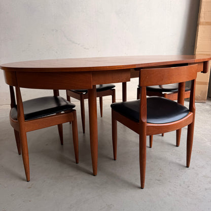 Ernst Hansen Mid-Century Round Extending Dining Set – Teak with 5 Chairs (6th Available upon request for fee)
