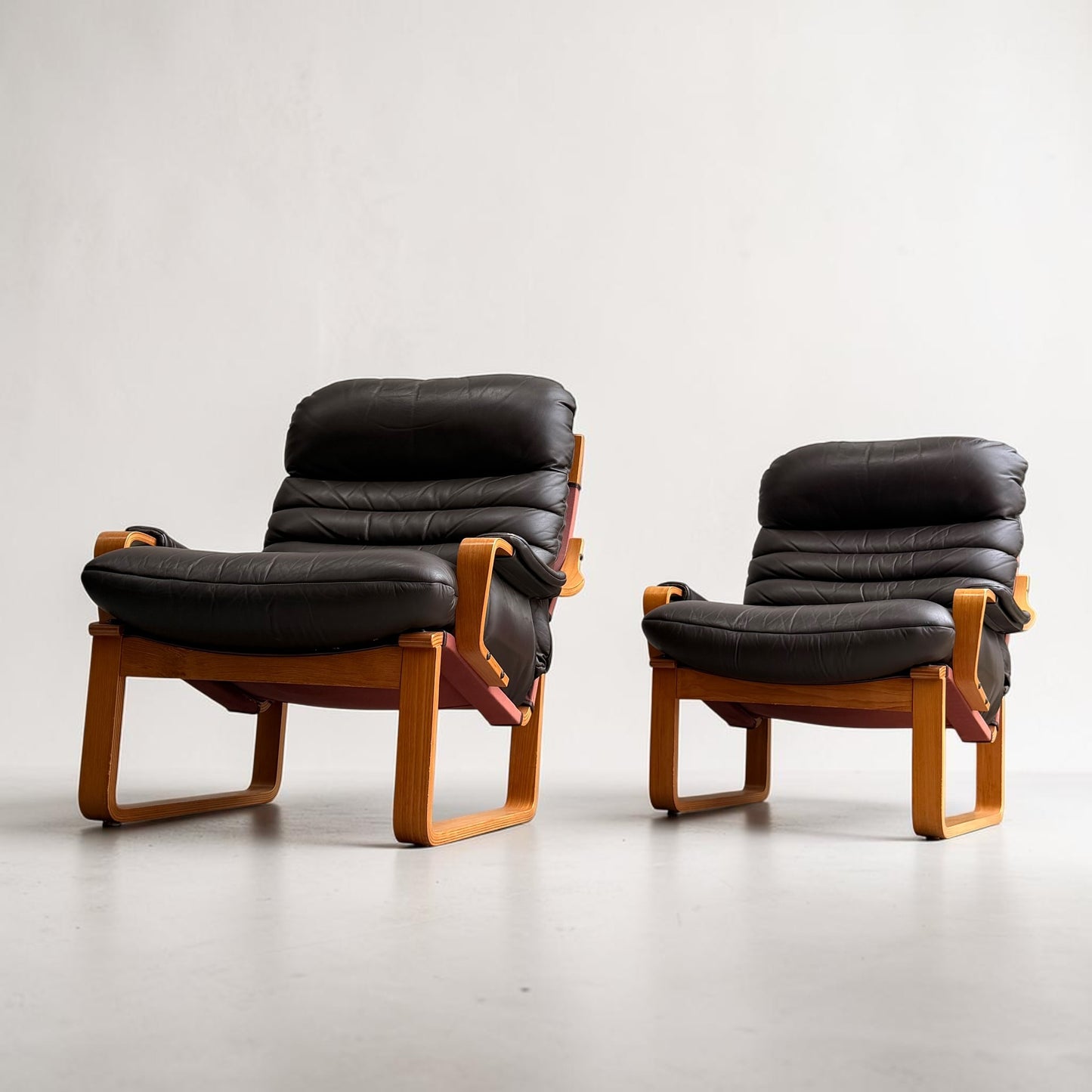 Pair of Tessa Austin Chocolate Brown Leather Armchairs (Revive)