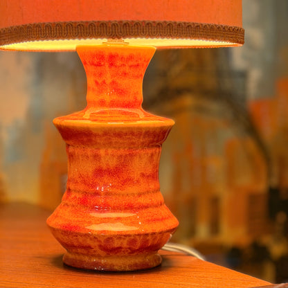 Vintage Mid-Century Ceramic Table Lamp – Stunning Urn-Shaped Orange Glaze, 1960s/70s