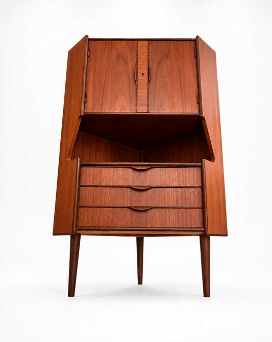 Excellent Condition Vintage Omann Jun Teak Corner Cabinet by Gunni Omann c. 1960s (Revive)