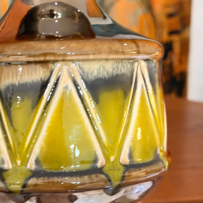 Vintage Mid-Century Ceramic Table Lamp Base – Striking Geometric Danish-Style, 1960s/70s