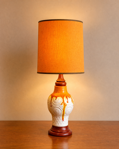 Vibrant Retro Drip Glaze Ceramic Table Lamp – Mid-Century Sunset Glow