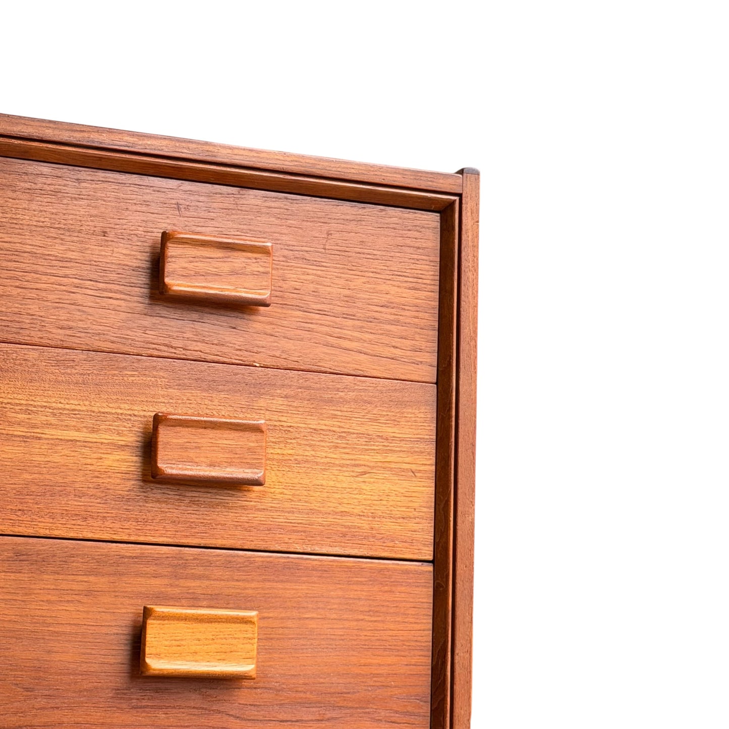 Parker Mid-Century Teak 5-Drawer Tallboy with Blackwood Base