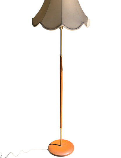 Exquisite Vintage Danish Teak & Brass Floor Lamp – Sculptural Mid-Century Masterpiece
