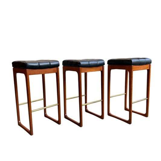 Mid Century Australian 1960s Barstools by Gerald Easden Set of 3 in Black - Bar Height Variant (Revive)