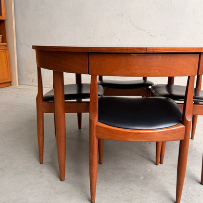 Ernst Hansen Mid-Century Round Extending Dining Set – Teak with 5 Chairs (6th Available upon request for fee)