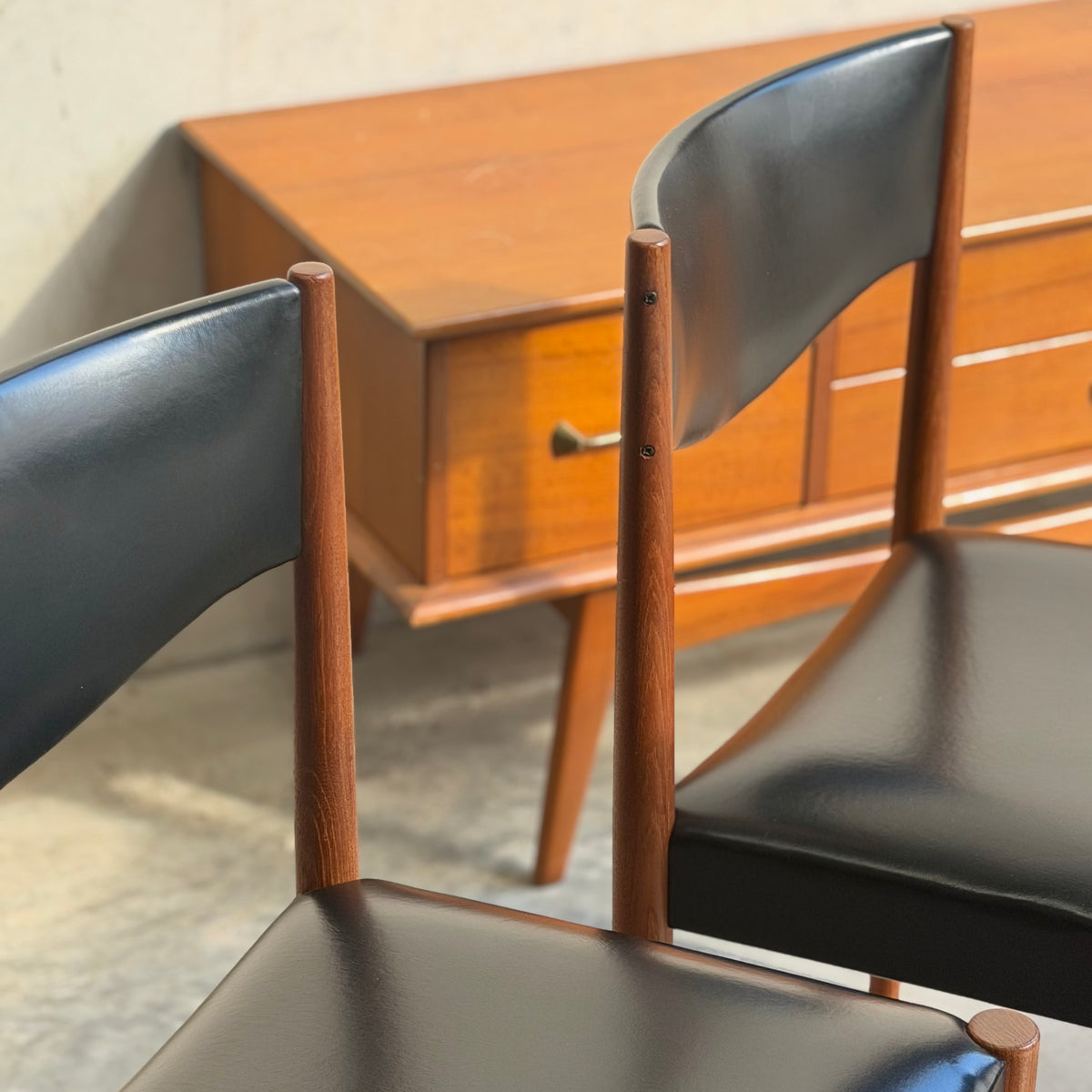 Relocation Clearance: Parker Number 62 Dining Chairs – Original Black Vinyl - Set of 8 (Chairs Only)