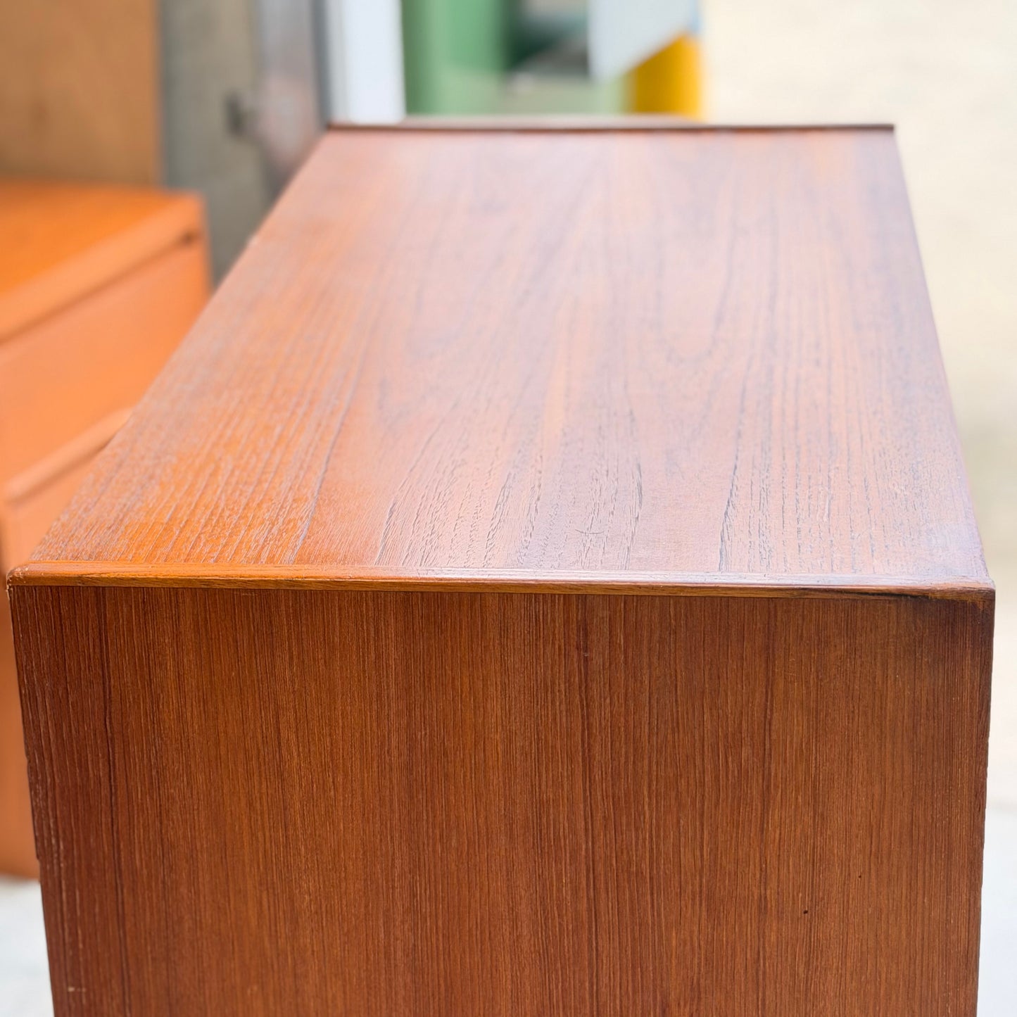 Parker Mid-Century Teak 5-Drawer Tallboy with Blackwood Base