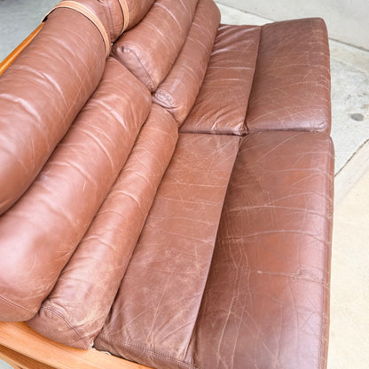 Tessa T4 Two-Seater Lounge – Iconic 1970s Fred Lowen Design in Rich Brown Leather