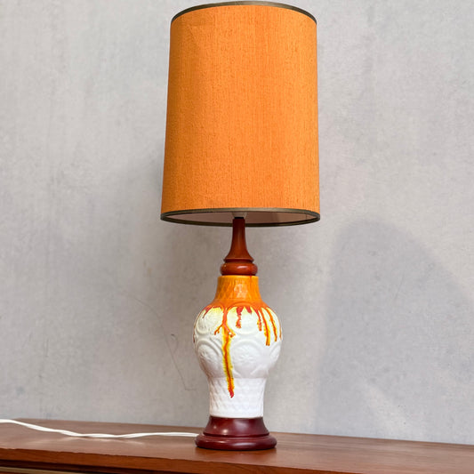 Vibrant Retro Drip Glaze Ceramic Table Lamp – Mid-Century Sunset Glow