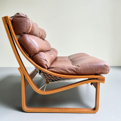 Tessa T4 Two-Seater Lounge – Iconic 1970s Fred Lowen Design in Rich Brown Leather