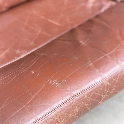 Tessa T4 Two-Seater Lounge – Iconic 1970s Fred Lowen Design in Rich Brown Leather