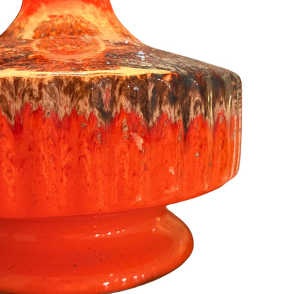 Mid-Century Fat Lava Ceramic Table Lamp – Vibrant Orange & Brown 1960s/1970s Vintage