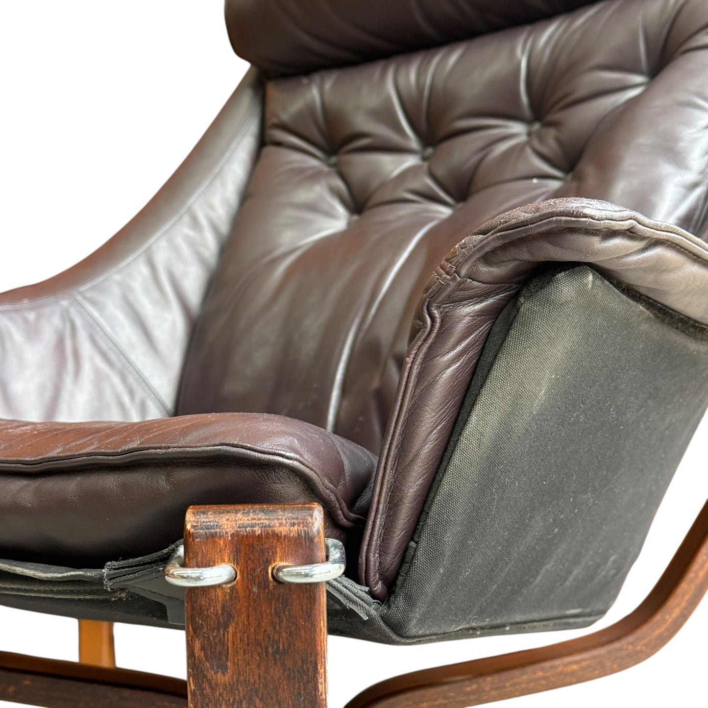 Sigurd Resell Falcon Chair for Vatne Møbler, 1970s, 
Mid Century Highback Sling Chair - Quality Vintage Leather