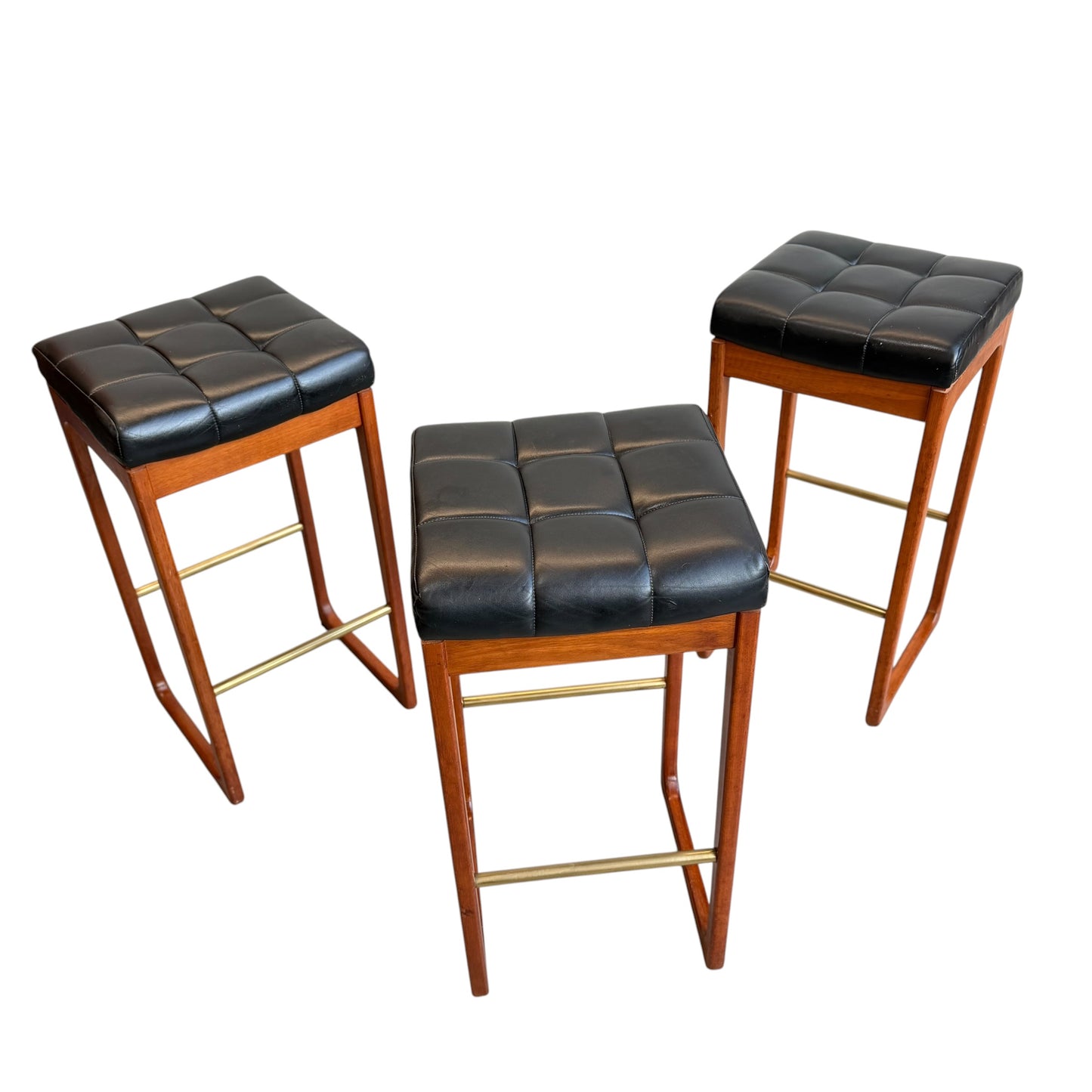 Mid Century Australian 1960s Barstools by Gerald Easden Set of 3 in Black - Bar Height Variant (Revive)