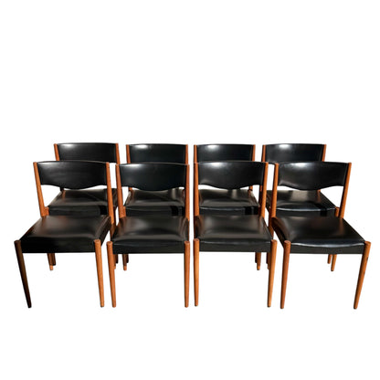 Relocation Clearance: Parker Number 62 Dining Chairs – Original Black Vinyl - Set of 8 (Chairs Only)