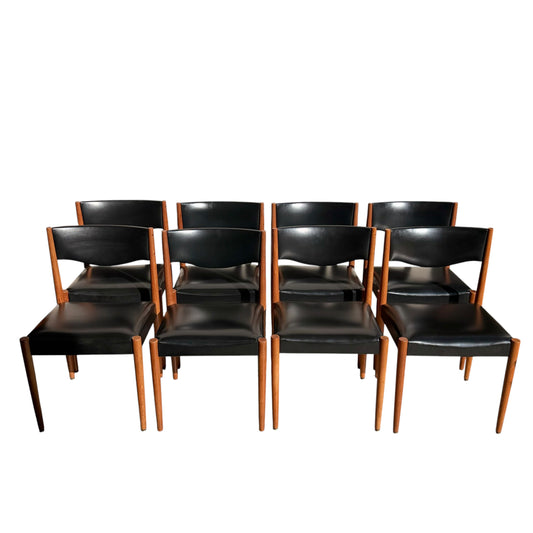 Parker Number 62 Dining Chairs –  Original Black Vinyl - Set of 8 (Chairs Only)