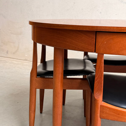Ernst Hansen Mid-Century Round Extending Dining Set – Teak with 5 Chairs (6th Available upon request for fee)