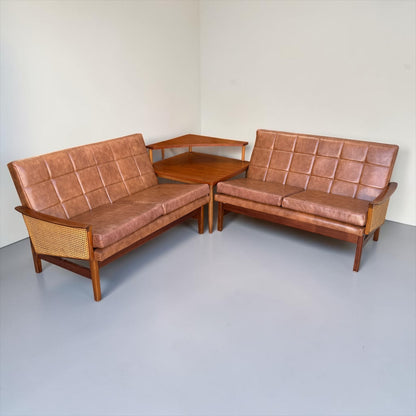 Rare Fler “Flerline” Modular Sofa Set with Original Vinyl & Cane