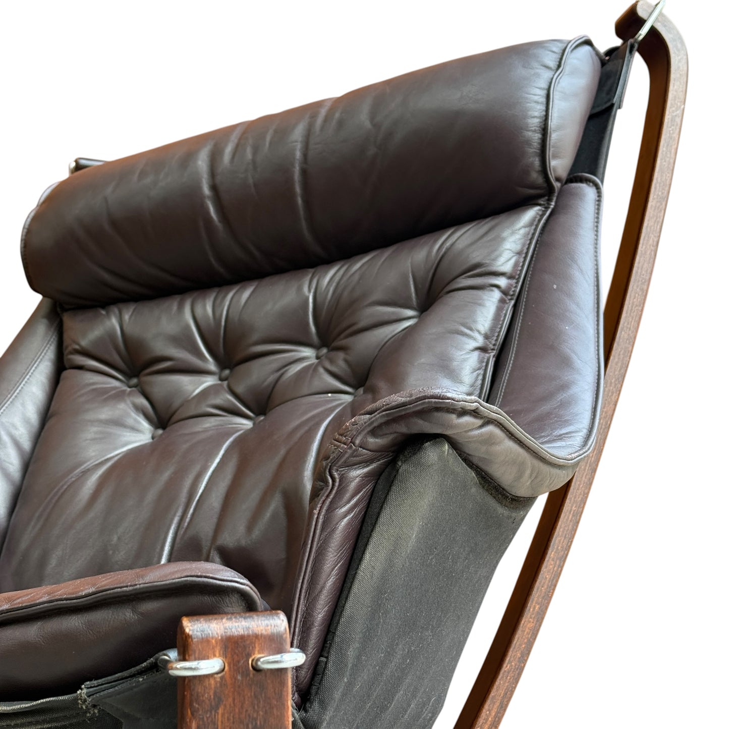 Sigurd Resell Falcon Chair for Vatne Møbler, 1970s, 
Mid Century Highback Sling Chair - Quality Vintage Leather