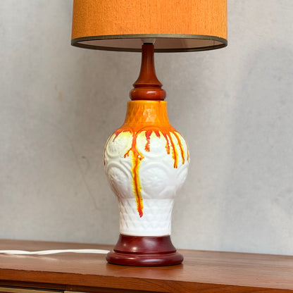 Vibrant Retro Drip Glaze Ceramic Table Lamp – Mid-Century Sunset Glow