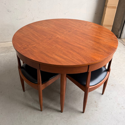 Ernst Hansen Mid-Century Round Extending Dining Set – Teak with 5 Chairs (6th Available upon request for fee)