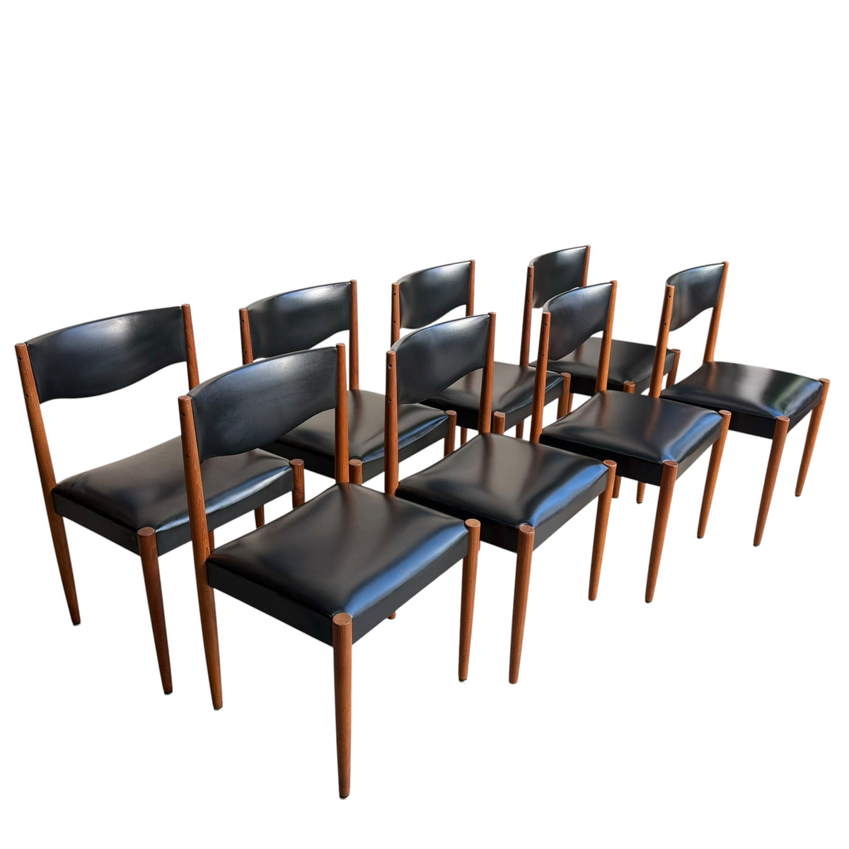 Relocation Clearance: Parker Number 62 Dining Chairs – Original Black Vinyl - Set of 8 (Chairs Only)