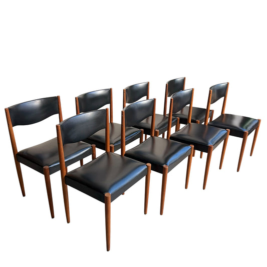 Relocation Clearance: Parker Number 62 Dining Chairs – Original Black Vinyl - Set of 8 (Chairs Only)