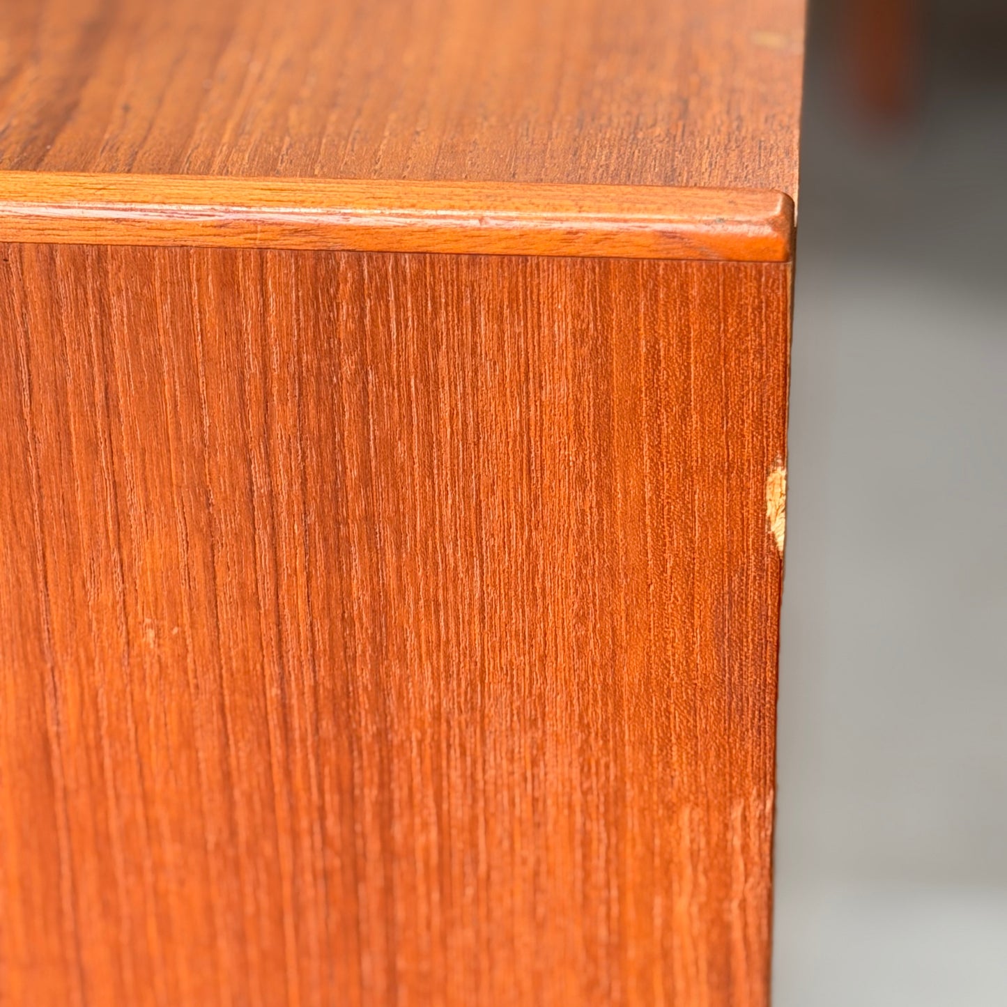 Parker Mid-Century Teak 5-Drawer Tallboy with Blackwood Base