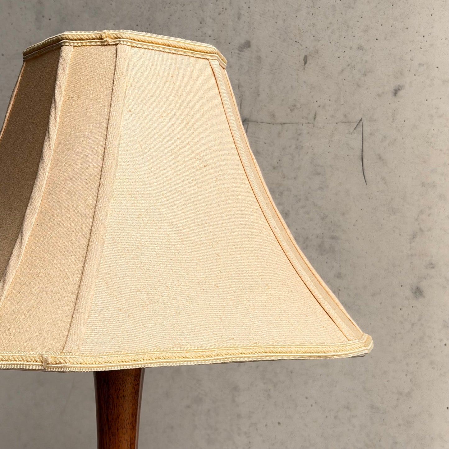 Mid Century Modern Parquetry Table Lamp – Sculptural Turned Wood Base Parkman Woodware