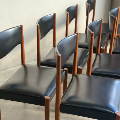Relocation Clearance: Parker Number 62 Dining Chairs – Original Black Vinyl - Set of 8 (Chairs Only)