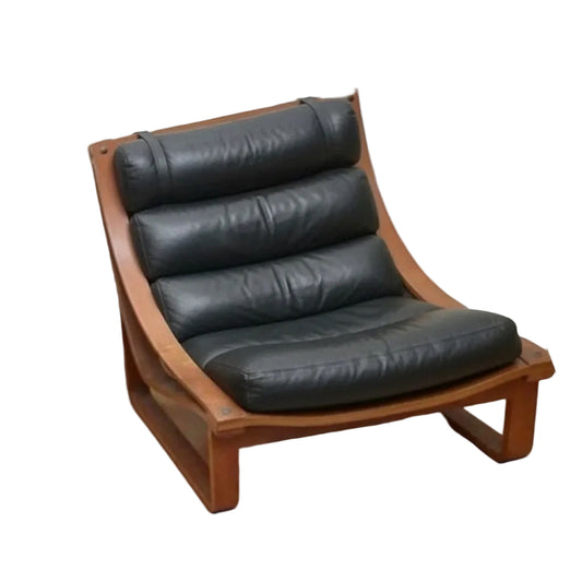 Vintage Tessa T4 Sling Chair - Black Leather Upholstery (Revive)