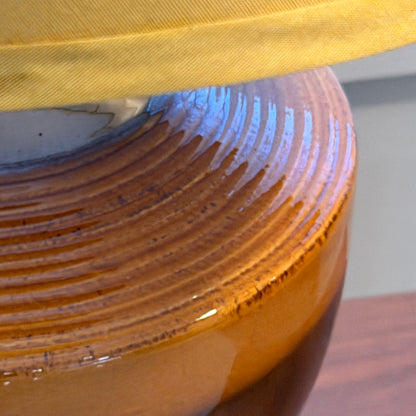 Large Groovy Sunset Ribbed Ceramic Table Lamp – Bold MCM Statement Piece