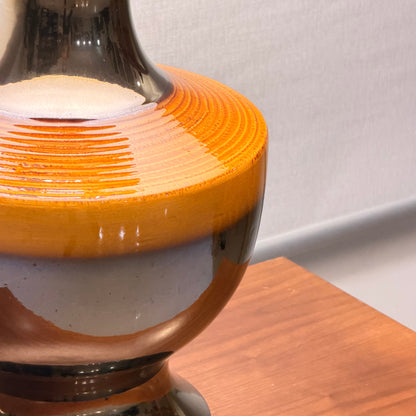 Large Groovy Sunset Ribbed Ceramic Table Lamp – Bold MCM Statement Piece