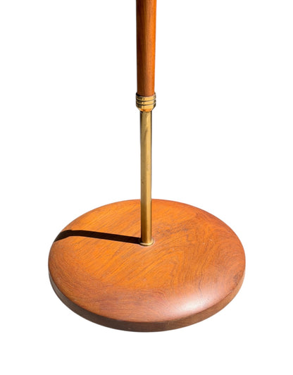 Exquisite Vintage Danish Teak & Brass Floor Lamp – Sculptural Mid-Century Masterpiece