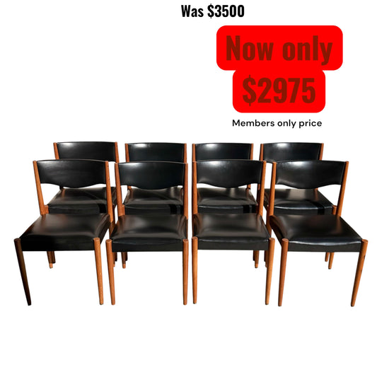 Parker Number 62 Dining Chairs –  Original Black Vinyl - Set of 8 (Chairs Only)